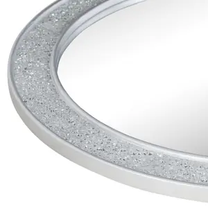 nielsen Lewis Crackle Mosaic Round Wall Mirror for Bedroom or Living Room - Silver - 74cm