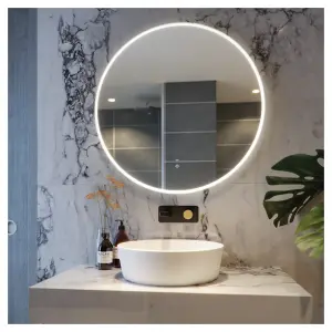 RAK Scorpio 800x800mm Silvery White Round Touch Sensor Illuminated Mirror IP44