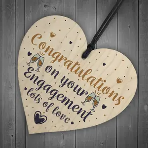 Red Ocean Wedding Engagement Gift Congratulations Mr  Mrs Couple Handmade Wooden Heart Plaque Gift Keepsake