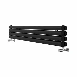 Right Radiators 1600x236 mm Horizontal Vertical Oval Column Radiator Double Panel Rads Black