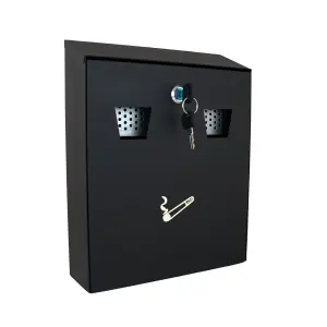 Buckingham Heavy-Duty Wall-Mounted Outdoor Cigarette Bin with Luminous Indicator and Lock  Ideal for Pubs, Clubs, Offices, and Co