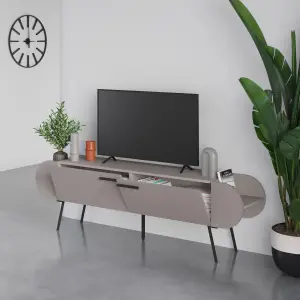 Decortie Capsule Modern TV Unit Multimedia Centre Mocha Grey with Storage TV Cabinet 195cm