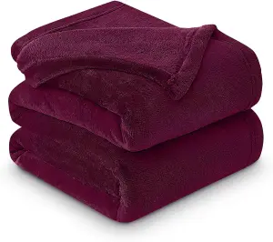 GC GAVENO CAVAILIA Luxury Faux Fur Throw 200X240 CM Burgundy Fleece Blanket for King Bed & Sofa Bed