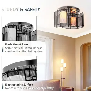 HOMCOM Modern Design Mini Style Flush Mount Ceiling Light Mount with Flush Metal Finish Chandelier