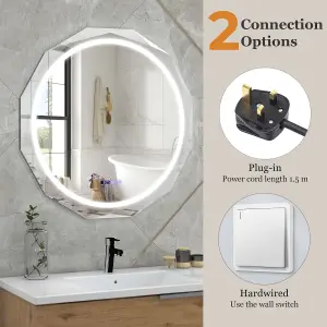 Costway 76CM Defog Bathroom Mirror Wall Mounted Shatterproof LED Lighted Mirror