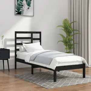 Berkfield Bed Frame Black Solid Wood 100x200 cm