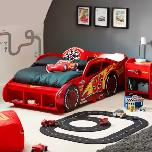 Disney Cars Lightning McQueen Toddler Bed: Sturdy Engineered Wood Construction, Fits 140cm x 70cm Mattress (Mattress not included)