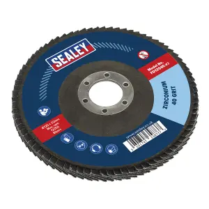 Sealey Flap Disc Zirconium 125mm 22mm Bore 40 Grit Abrasive Flaps FD12540