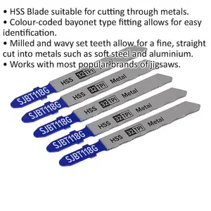 Premium 5 Pack of 75mm Metal Jigsaw Blades for Precision Cutting