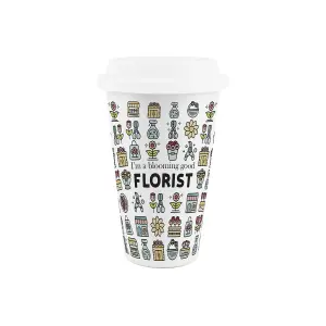 Florist Ceramic Travel Mug - Novelty Floral Gifts/New Job Presents - Double-Walled Insulated Hot/Cold Drinks Cup