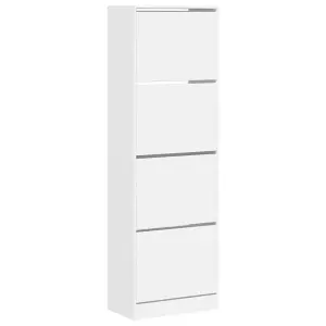 Shoe Cabinet with 4 Flip-Drawers White 60x34x187.5 cm