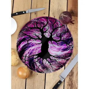 Grindstore The Tree Of Life Gl Circular Chopping Board Purple (One Size)