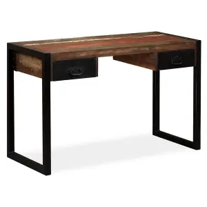 Berkfield Desk with 2 Drawers Solid Reclaimed Wood 120x50x76 cm