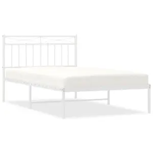 Berkfield Metal Bed Frame with Headboard White 107x203 cm