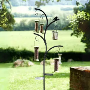 Wild Bird Feeder Station Stylish Tree Look Hanging Bird Feeders with Many Hooks and Branches