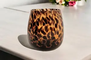 Leopard         Print         Glass         Vase         13cm