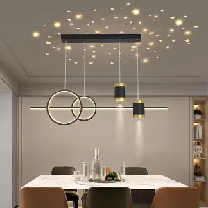 Black and Gold Body Linear LED Chandelier Light Hanging Lamp Modern Pendant Lamp Height Adjustable