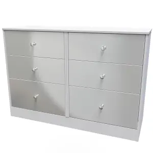 Taunton 6 Drawer Wide Chest in Uniform Grey Gloss & White (Ready Assembled)