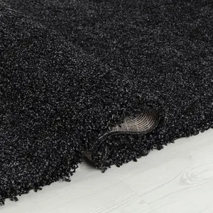 Wadan 160x230cm Anthracite Shaggy Rug, Rectangular Soft Touch Thick Pile Modern Area Rug, Rugs for Living & Bedroom Non Shedding