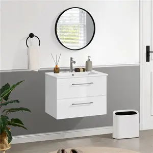 61mm Single Bathroom Vanity with Drop In Ceramic Basin