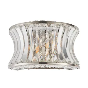 Luminosa Vittoria Wall Lamp Bright Nickel Plate, Crystal And Clear Glass