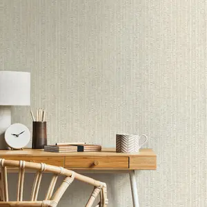 Galerie Natural FX 2 Beige Bamboo Stripe Matte Wallpaper Roll