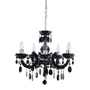 Litecraft Marie Therese Black 5 Light Chandelier