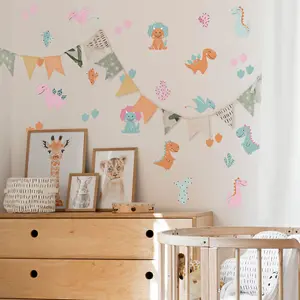 Pastel Dinosaur Wall Sticker Pack Nursery Wall Decor