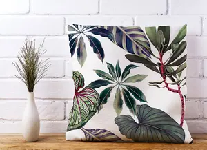 Watercolor Tropical Leaf Cushions 45cm x 45cm