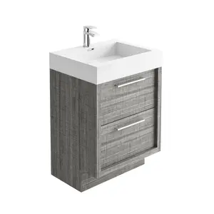 Walker 600mm Single Bathroom Vanity with Integrated Resin Basin Grey Ash