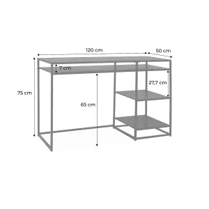 sweeek. 2-shelf desk in black metal Industrielle Black 120x50x75 cm