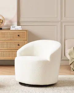 Armchair DAVIK Swivel Boucle Cream