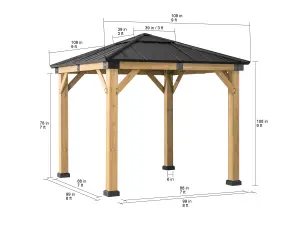 Sunjoy FSC Cedar Wood Gazebo RAPI - 273cm x 273cm, Anthracite