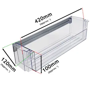 SPARES2GO Lower Door Bottle Shelf Bottom Rack for Neff Fridge Freezer (420 x 120 x 100 mm)