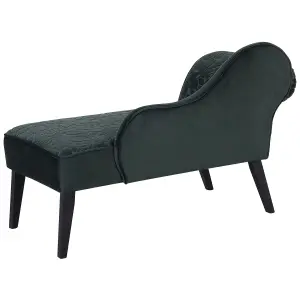 Left Hand Velvet Chaise Lounge Green BIARRITZ