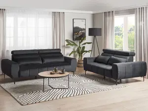 Velvet Living Room Set Black VEGAMO