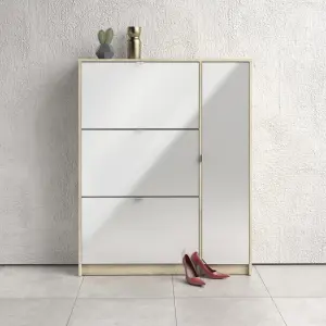 Shoe cabinet w. 3 tilting doors and 2 layers +  1 door