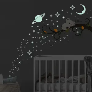 Walplus Combo Kids - Sleepy Koala With Glowing Sky Wall Sticker PVC