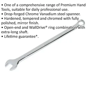 12mm x 225mm Extra Long Combination Spanner - Durable Chrome Vanadium Steel Wrench