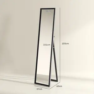 HOMCOM Floor Mirror Wall Mounted Leaning Standing Mirror 37 x 157cm Black