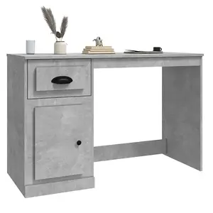 Berkfield Desk with Drawer Concrete Grey 115x50x75 cm Engineered Wood