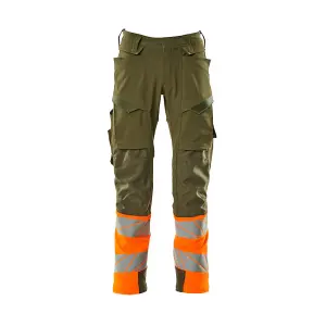 Mascot Accelerate Safe Trousers with Kneepad Pockets - Moss Green/Orange   (36.5) (Leg Length - Regular)