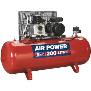 High-Performance 200 Litre Belt Drive Air Compressor with 3hp Motor for Professional Use