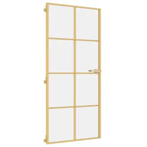 Berkfield Interior Door Slim Golden 93x201.5 cm Tempered Glass and Aluminium