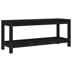 Berkfield Garden Bench Black 108x35x45 cm Solid Wood Pine