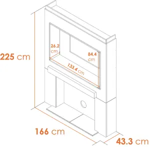 Acantha Pre-Built Stove Media Wall 2 with TV Recess & Woodhouse Electric Stove in White