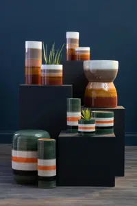 Interiors by Premier Sorrell Large Green And Orange Stripe Ceramic Vase