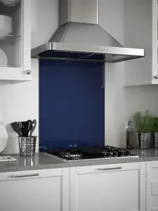 Midnight Blue Glass Kitchen Self Adhesive Splashback 600mm x 750mm