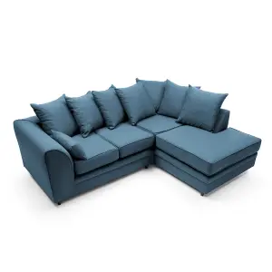 Darcy Corner Sofa Right Facing in Teal Linen Fabric