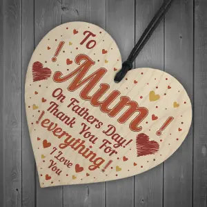 Red Ocean Fathers Day Card For Mum Novelty Wooden Heart Gift For Mum Funny Mum Dad Gift